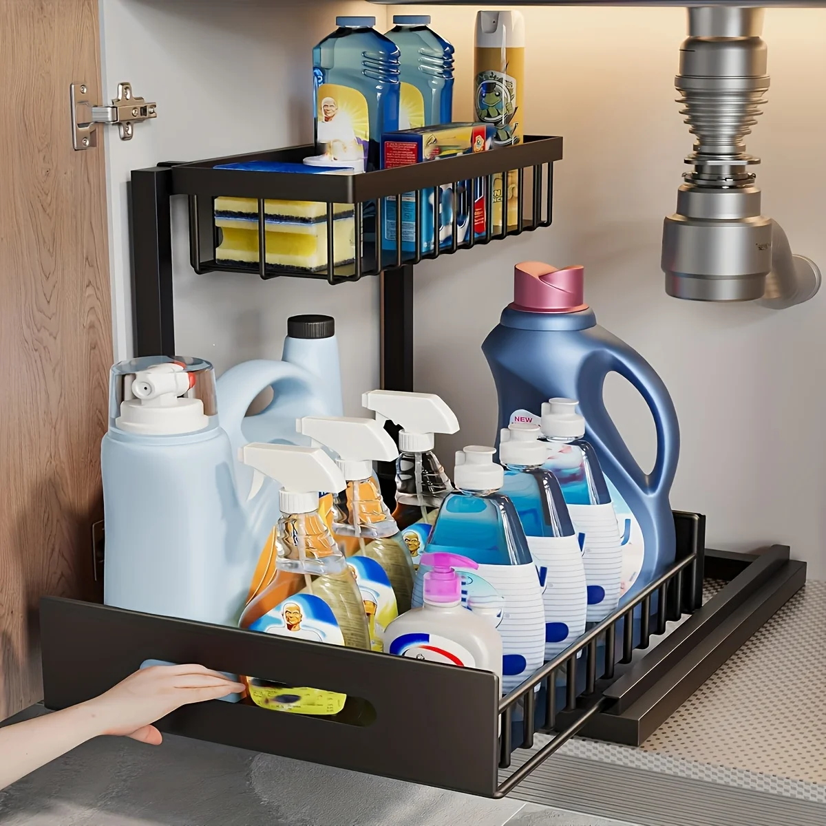 Металлический органайзер под раковину
Металлический органайзер под раковину