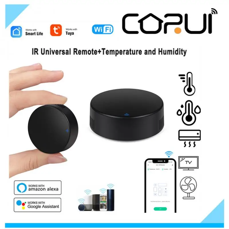 CORUI WiFi Tuya Universal Remote Control + Temperature Humidity Sensor 3 In 1 IR Smart Home Monitoring With Alexa Google
CORUI WiFi Tuya Universal Remote Control + Temperature Humidity Sensor 3 In 1 IR Smart Home Monitoring With Alexa Google