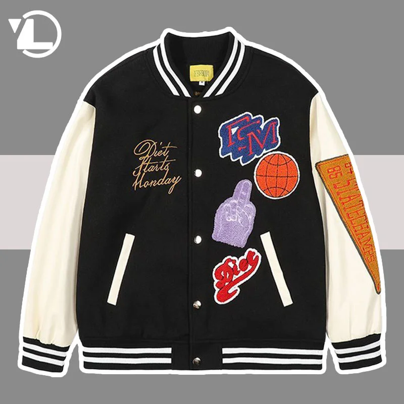 Hip Hop Baseball Jackets Men High Street Letter Embroidery Flocking Air Force Jacket Harajuku Outwear Patchwork Varsity Coats
Hip Hop Baseball Jackets Men High Street Letter Embroidery Flocking Air Force Jacket Harajuku Outwear Patchwork Varsity Coats