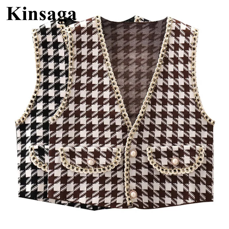 Женский Классический укороченный жилет из твида, однобортный узкий роскошный клетчатый жилет без рукавов размером 4XL на весну и осень, коро... 
Женский Классический укороченный жилет из твида, однобортный узкий роскошный клетчатый жилет без рукавов размером 4XL на весну и осень, коро...