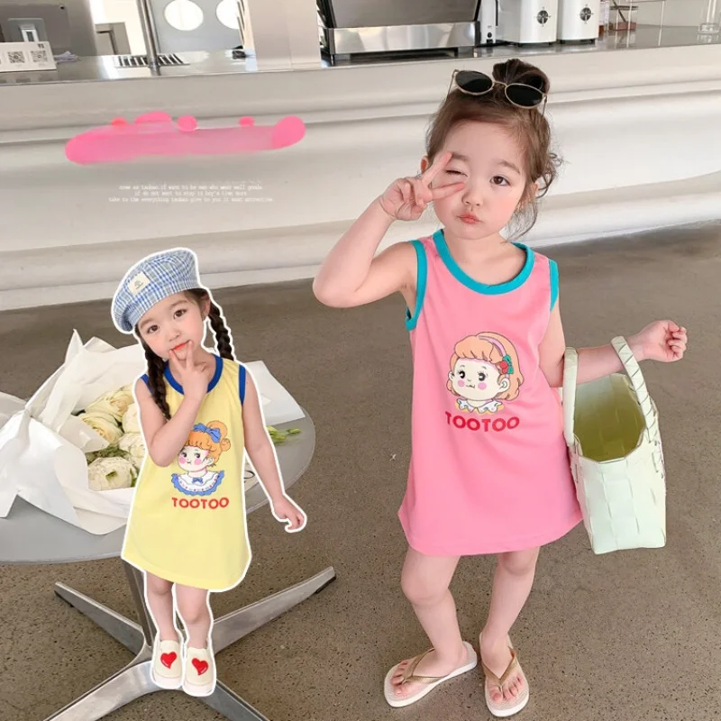 Girls' Tank Dress Summer Fashion Cartoon Character Print Sleeveless T-shirt Dress Girls' Tank Dress Casual Dress
Girls' Tank Dress Summer Fashion Cartoon Character Print Sleeveless T-shirt Dress Girls' Tank Dress Casual Dress