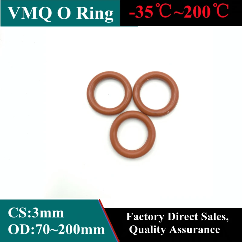 10pcs Red VMQ Silicone O Ring CS 3mm OD70mm ~ 200mm FoodGrade Waterproof Washer Rubber Insulated Round Shape Seal Gasket
10pcs Red VMQ Silicone O Ring CS 3mm OD70mm ~ 200mm FoodGrade Waterproof Washer Rubber Insulated Round Shape Seal Gasket