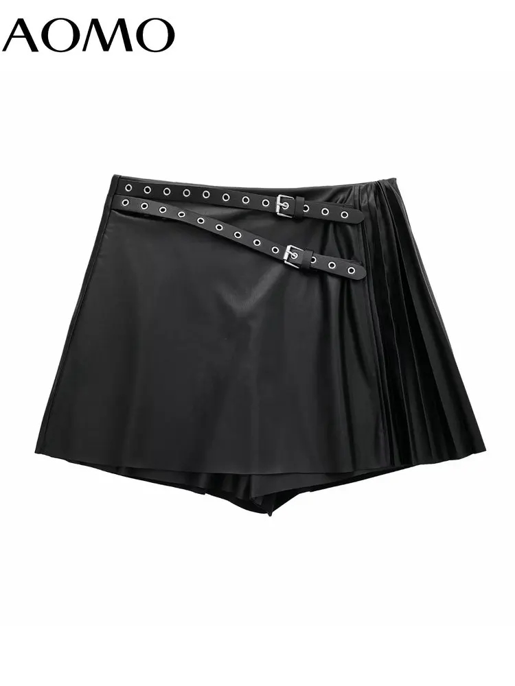 AOMO Women Fashion with Belt Faux Leather Shorts Skirts Vintage High Waist Side Zipper Female Shorts 3H482A
AOMO Women Fashion with Belt Faux Leather Shorts Skirts Vintage High Waist Side Zipper Female Shorts 3H482A