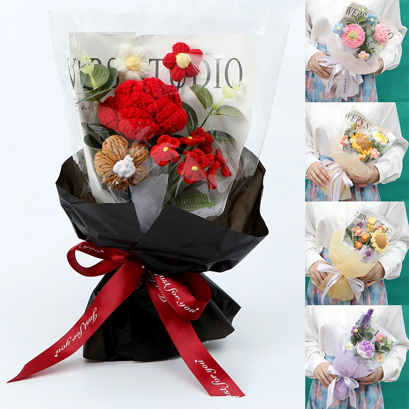 Cute Knitted Rose Flower, Hand-woven Sunflower Bouquet, Romantic Gift, Living Room Party Decor, Valentine's Day And Mother's Day
Cute Knitted Rose Flower, Hand-woven Sunflower Bouquet, Romantic Gift, Living Room Party Decor, Valentine's Day And Mother's Day