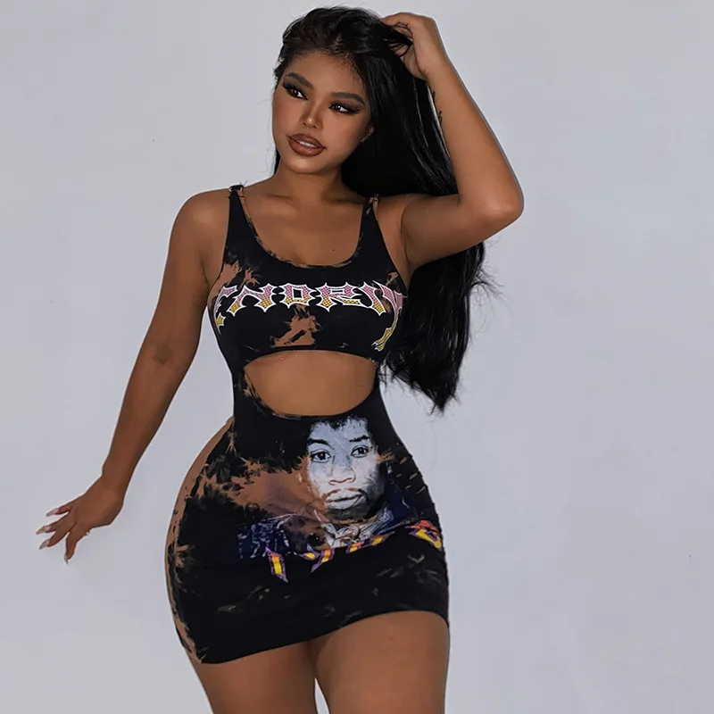 Hip-Hop Portrait Print Mini Dress Women Hipster Sexy Hollow Out Spaghetti Strap Skinny Robe Female Tie Dry Party Clubwear
Hip-Hop Portrait Print Mini Dress Women Hipster Sexy Hollow Out Spaghetti Strap Skinny Robe Female Tie Dry Party Clubwear