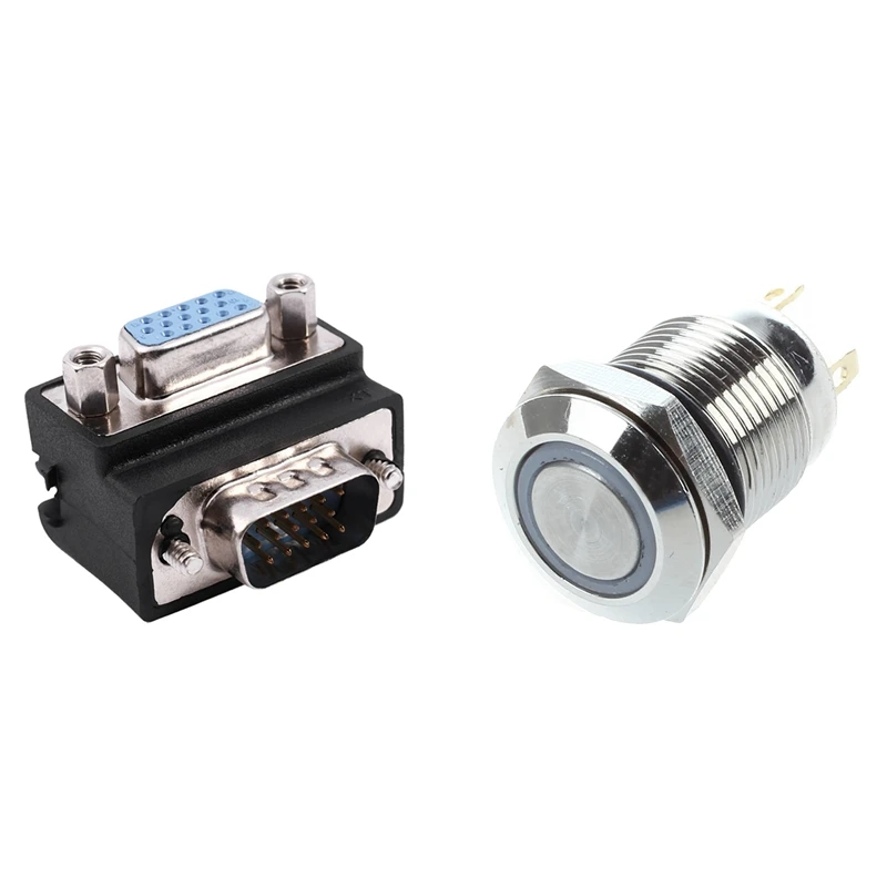 15-Pin VGA Male To Female M/F Right Angle Adapter With LED Light 3V 12Mm Momentary Push Button Switch NO
15-Pin VGA Male To Female M/F Right Angle Adapter With LED Light 3V 12Mm Momentary Push Button Switch NO