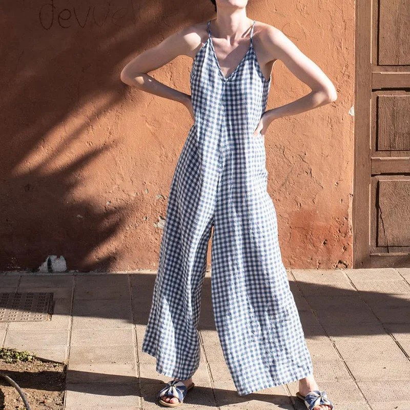 Cotton Linen Jumpsuit Overalls For Women 2022 Summer Vinatage Plaid New Wide-Leg Long Pants Romper One Piece Outfit
Cotton Linen Jumpsuit Overalls For Women 2022 Summer Vinatage Plaid New Wide-Leg Long Pants Romper One Piece Outfit