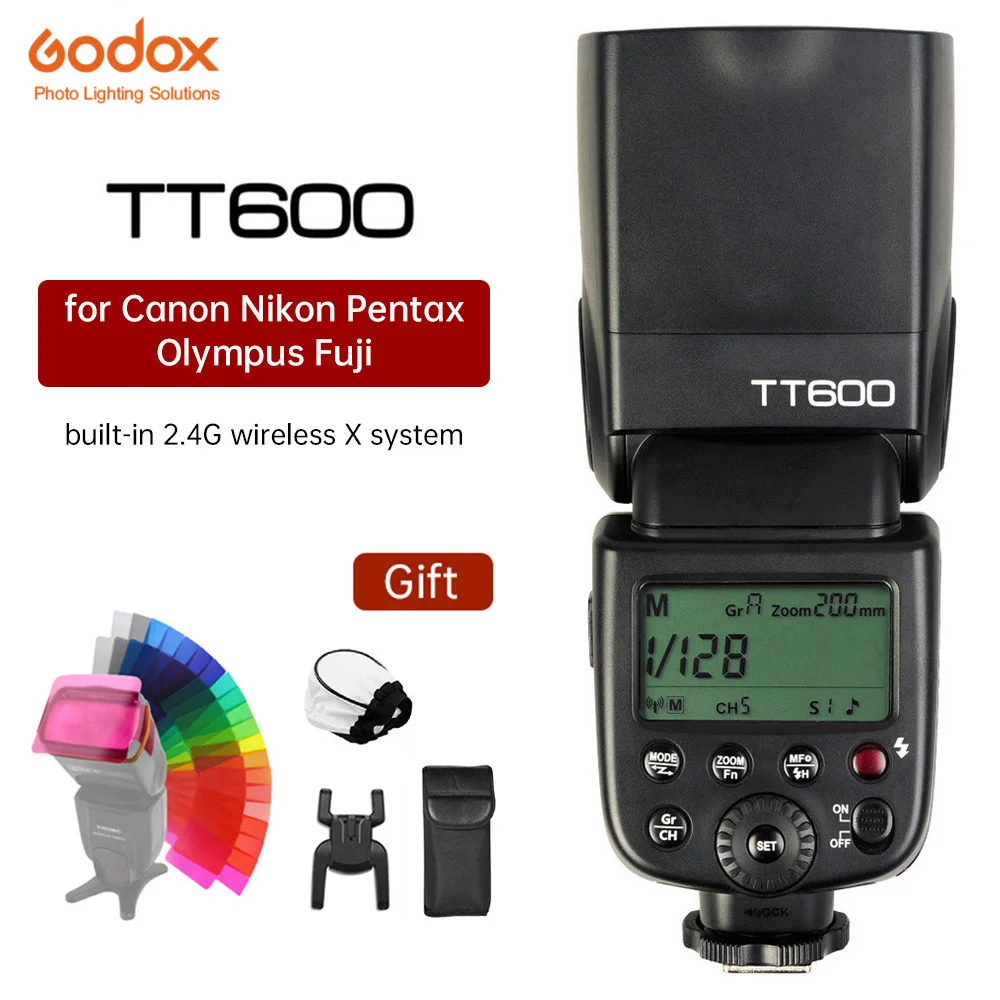 Godox TT600 2.4G Wireless GN60 Master/Slave Camera Flash Speedlite Speedlight for Canon Nikon Pentax Olympus Fujifilm
Godox TT600 2.4G Wireless GN60 Master/Slave Camera Flash Speedlite Speedlight for Canon Nikon Pentax Olympus Fujifilm