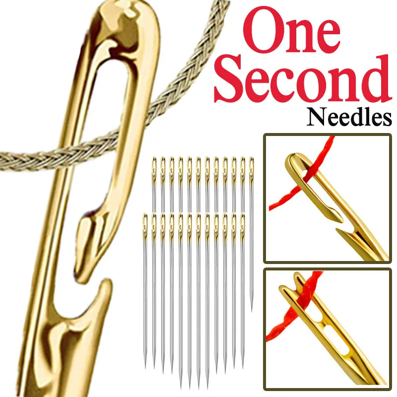

12/24/30PCS Blind Sewing Needle Elderly Self-Threading Needles Stainless Steel Quick Automatic Threading Blind Needle Threaders