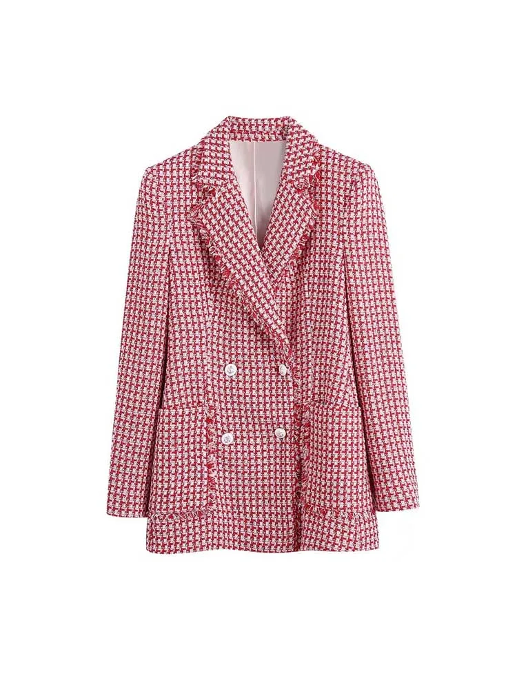 2022 Spring Women Casual Veins Plaid Blazers Coats Full Sleeve Double Breasted Female Fashion OL Street Blazer Outerwear
2022 Spring Women Casual Veins Plaid Blazers Coats Full Sleeve Double Breasted Female Fashion OL Street Blazer Outerwear