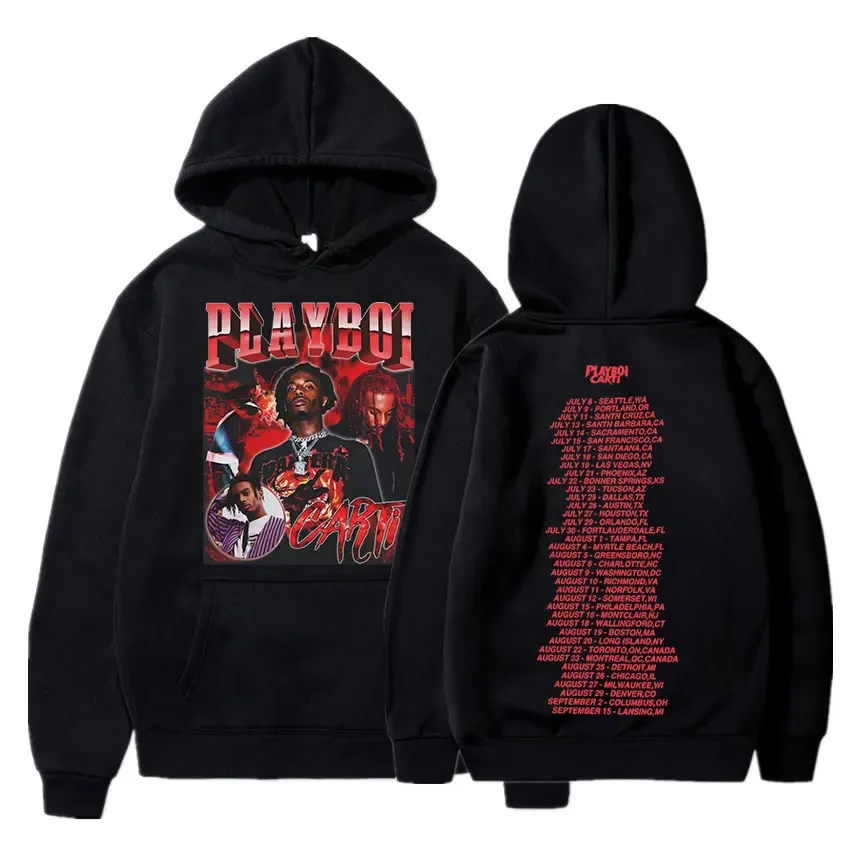 Рэпер Playboi Carti Толстовка Мужская Ретро Хип-Хоп С Длинным Рукавом Повседневный