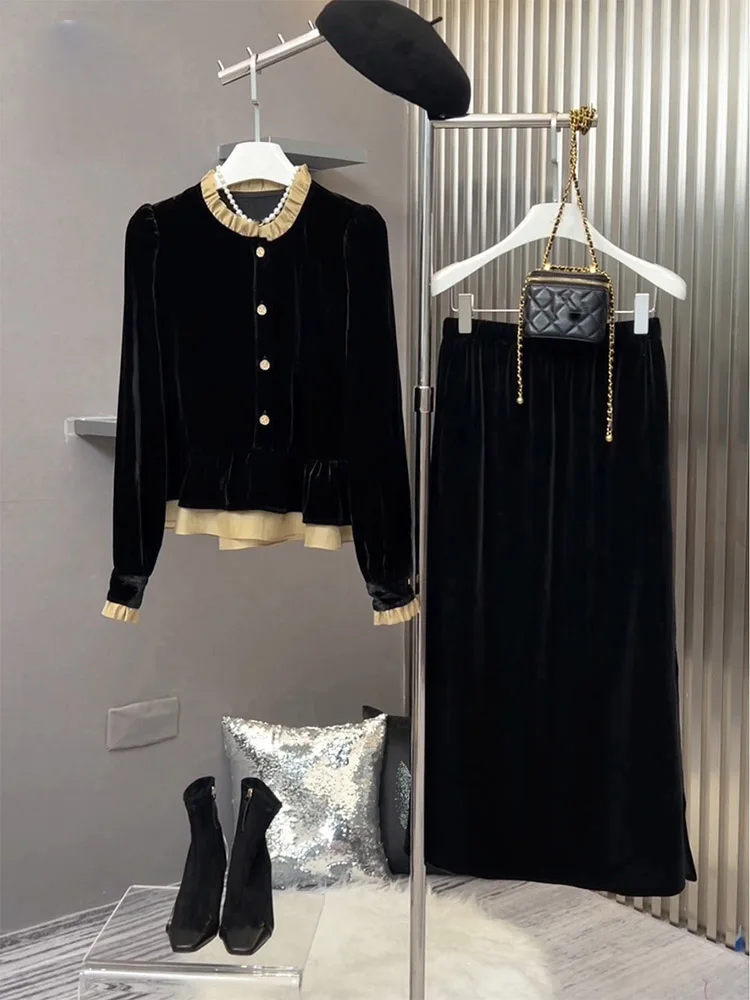 2023 Women's Clothing High-end temperament slimming color-blocked two-piece skirt suit Autumn Winter New
2023 Women's Clothing High-end temperament slimming color-blocked two-piece skirt suit Autumn Winter New