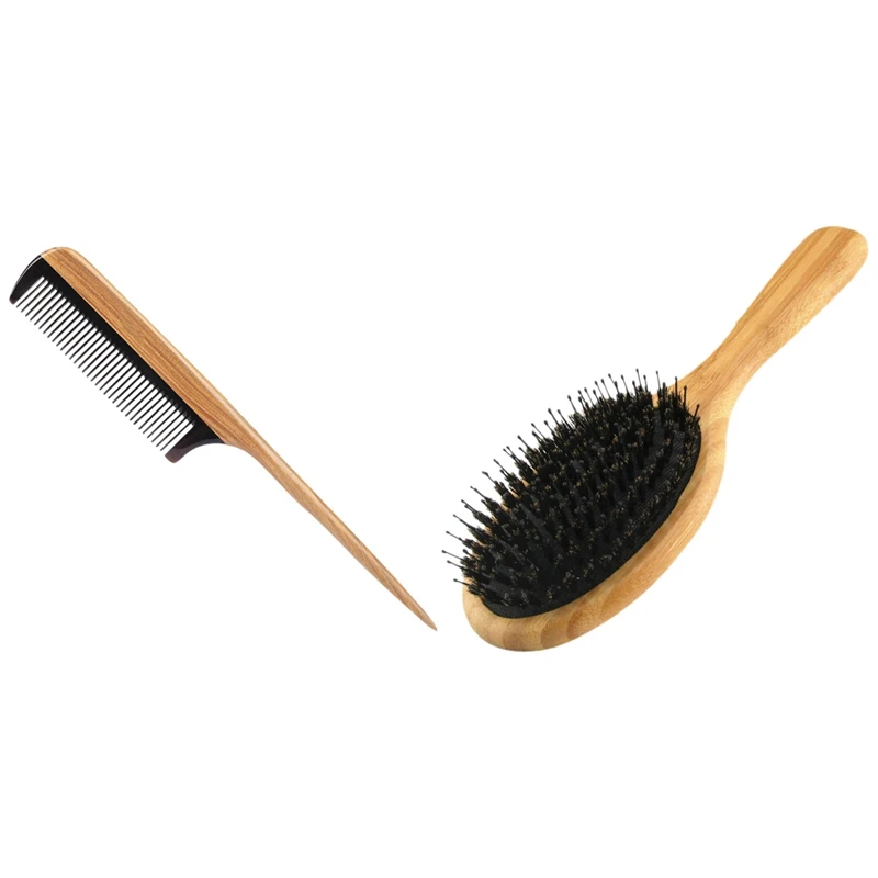 Hair Combs -Natural Fine Tooth Wooden Tail Comb & Hair Brush Boar Bristle Hair Brush With Nylon Pins Bamboo
Hair Combs -Natural Fine Tooth Wooden Tail Comb & Hair Brush Boar Bristle Hair Brush With Nylon Pins Bamboo
