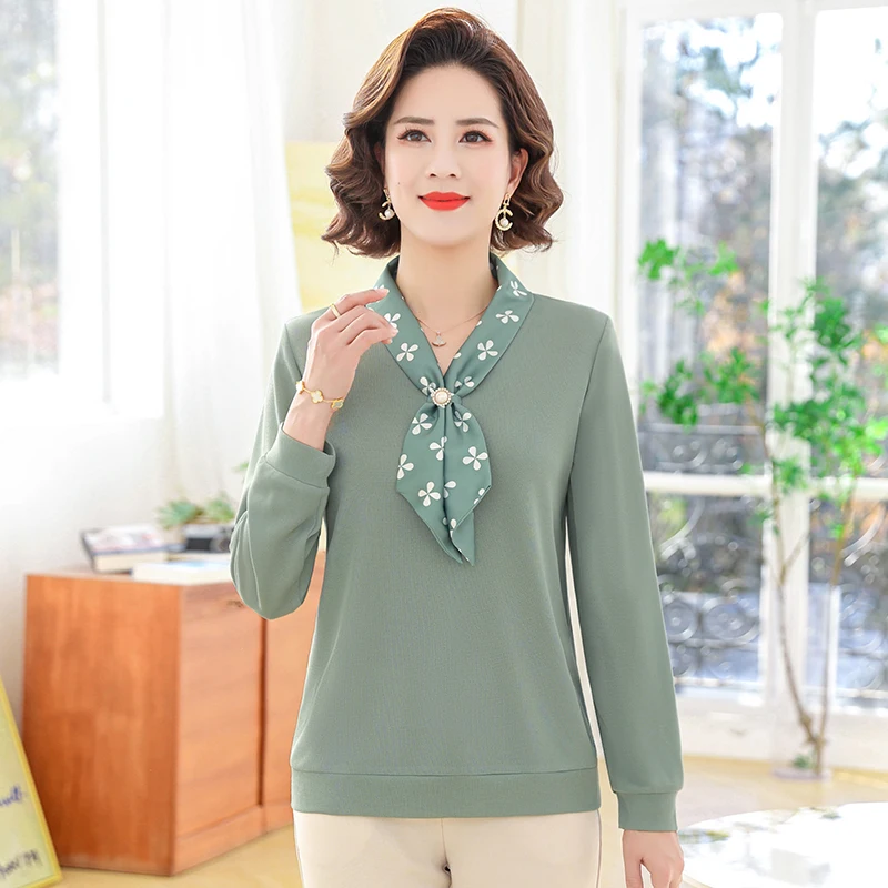 Long Sleeve Flower Blouse for Women, Female Shirt, Middle-Aged, V Neck, Knitted Pullover, Tops Coat, Mother Tops, New
Long Sleeve Flower Blouse for Women, Female Shirt, Middle-Aged, V Neck, Knitted Pullover, Tops Coat, Mother Tops, New