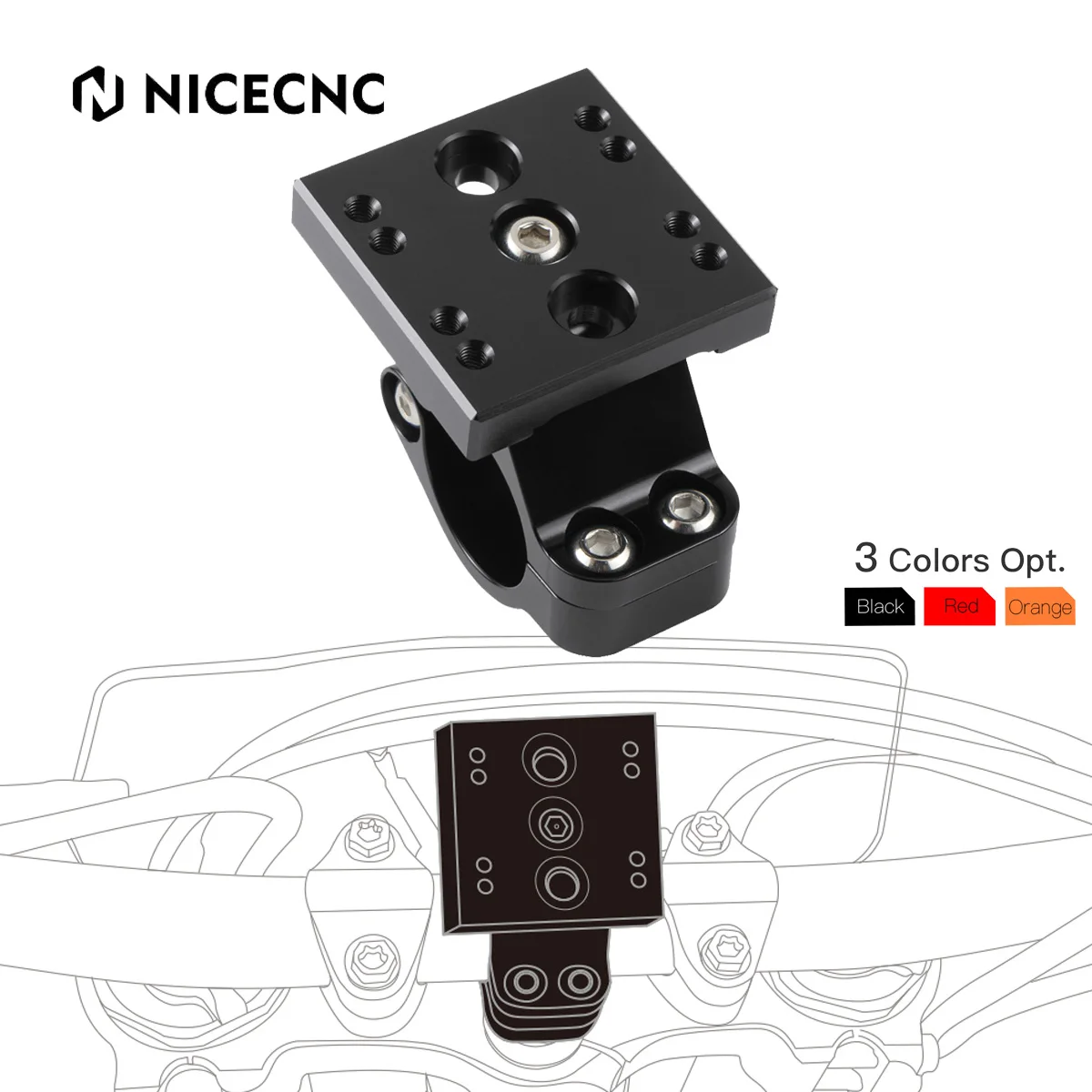 

NiceCNC Adjustable GPS Handlebar Mount Bracket for KTM EXC EXCF XC XCF SX SXF XCW XCFW TPI 6D 125 250 300 350 450 500 2012-2023