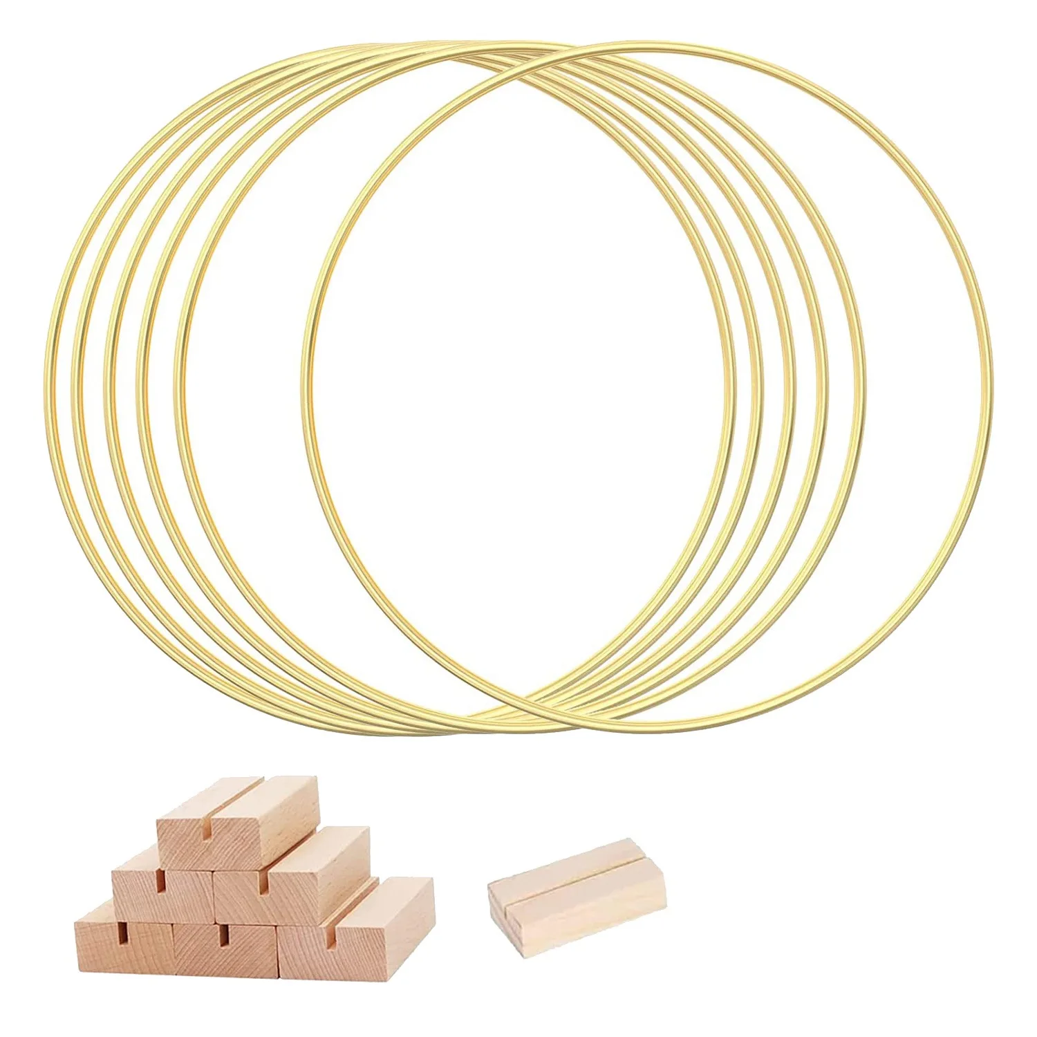 6 PCS 12 Inch Metal Floral Hoop Centerpiece for Table, Gold Wreath Ring with 6 PCS Wood Holder Stands, Hoop Rings
6 PCS 12 Inch Metal Floral Hoop Centerpiece for Table, Gold Wreath Ring with 6 PCS Wood Holder Stands, Hoop Rings