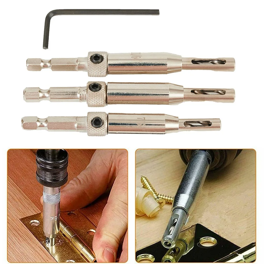 3pcs Self Centering Hinge Drill Bits Set Door Cabinet Pilot Holes HSS Hex Groove Workshop Equipment Power Tools Drill Bits
3pcs Self Centering Hinge Drill Bits Set Door Cabinet Pilot Holes HSS Hex Groove Workshop Equipment Power Tools Drill Bits