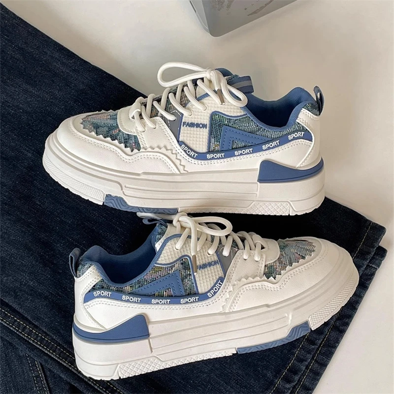 Woman Vulcanized Shoes Platform Female Blue Lace Up Flats Shoes Ladies Sneakers Spring Autumn Breathable Sports Sneakers Trend
Woman Vulcanized Shoes Platform Female Blue Lace Up Flats Shoes Ladies Sneakers Spring Autumn Breathable Sports Sneakers Trend