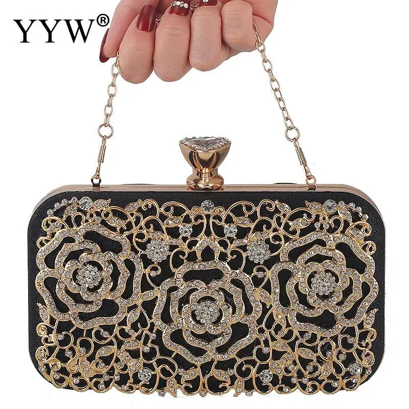 Hollow Out Metal Flower Shape Handbags New Sequin Rhinestone Evening Party Clutch Bag Black Gold Silver Wedding Clutches Purse
Hollow Out Metal Flower Shape Handbags New Sequin Rhinestone Evening Party Clutch Bag Black Gold Silver Wedding Clutches Purse