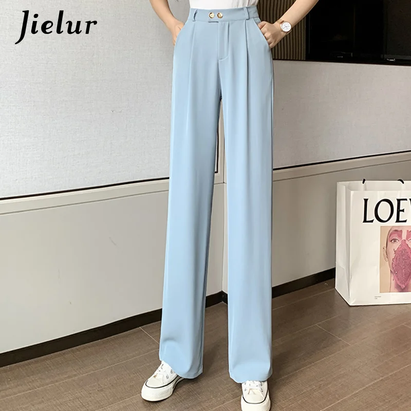 Ice Silk Wide-leg Suit Pants Women Casual Loose High Waist Thin Women's Pant Summer Button Trousers Black Blue White
Ice Silk Wide-leg Suit Pants Women Casual Loose High Waist Thin Women's Pant Summer Button Trousers Black Blue White