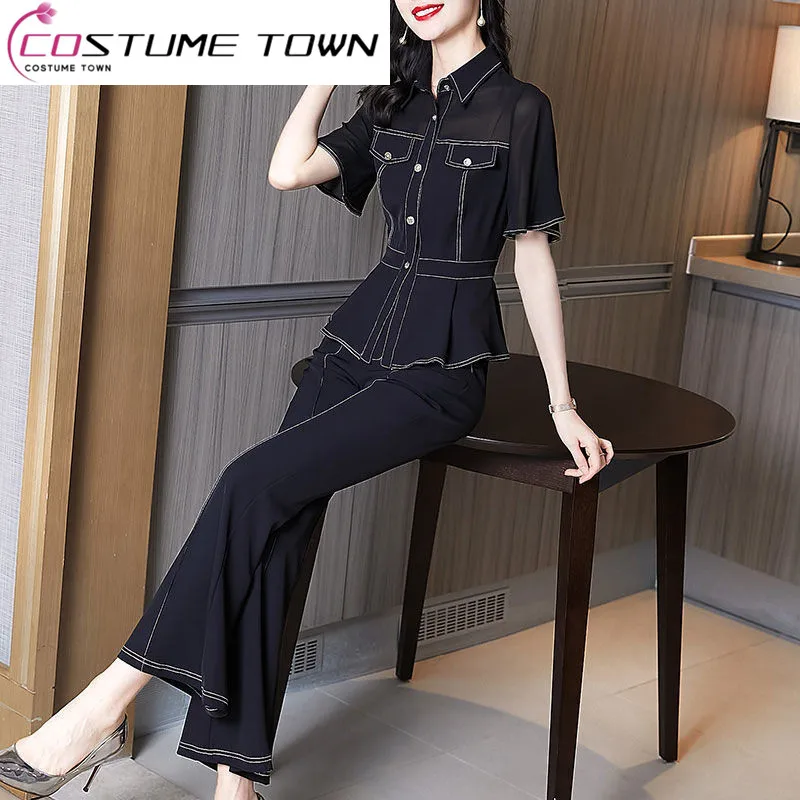 2023 New Summer Korean Edition Large Size Fashion Slim Style Shirt Wide Leg Pants Work Suit Two Piece Women's Trend
2023 New Summer Korean Edition Large Size Fashion Slim Style Shirt Wide Leg Pants Work Suit Two Piece Women's Trend
