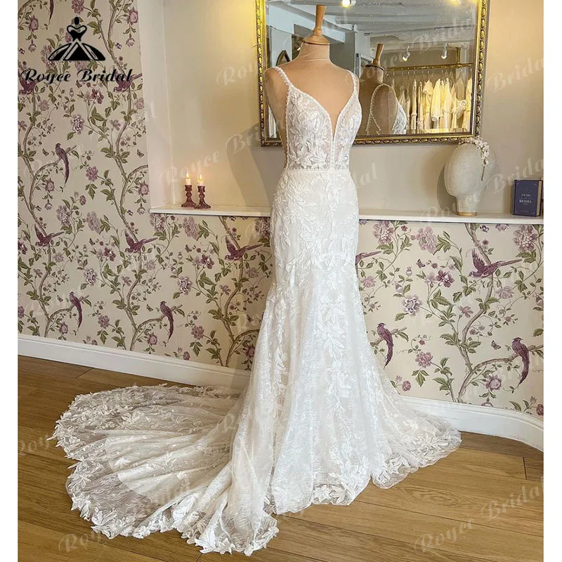 vestidos Mermaid Spaghetti Straps Wedding Dress Lace Applique Backless V Neck Court Train Trumpet vestido de boda corte sirena
vestidos Mermaid Spaghetti Straps Wedding Dress Lace Applique Backless V Neck Court Train Trumpet vestido de boda corte sirena