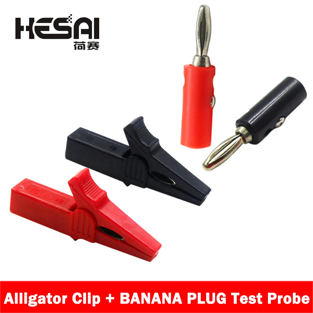 HeSai 55MM Alligator clip + BANANA PLUG, test probe with 4mm Banana Plug Cable Clips
HeSai 55MM Alligator clip + BANANA PLUG, test probe with 4mm Banana Plug Cable Clips