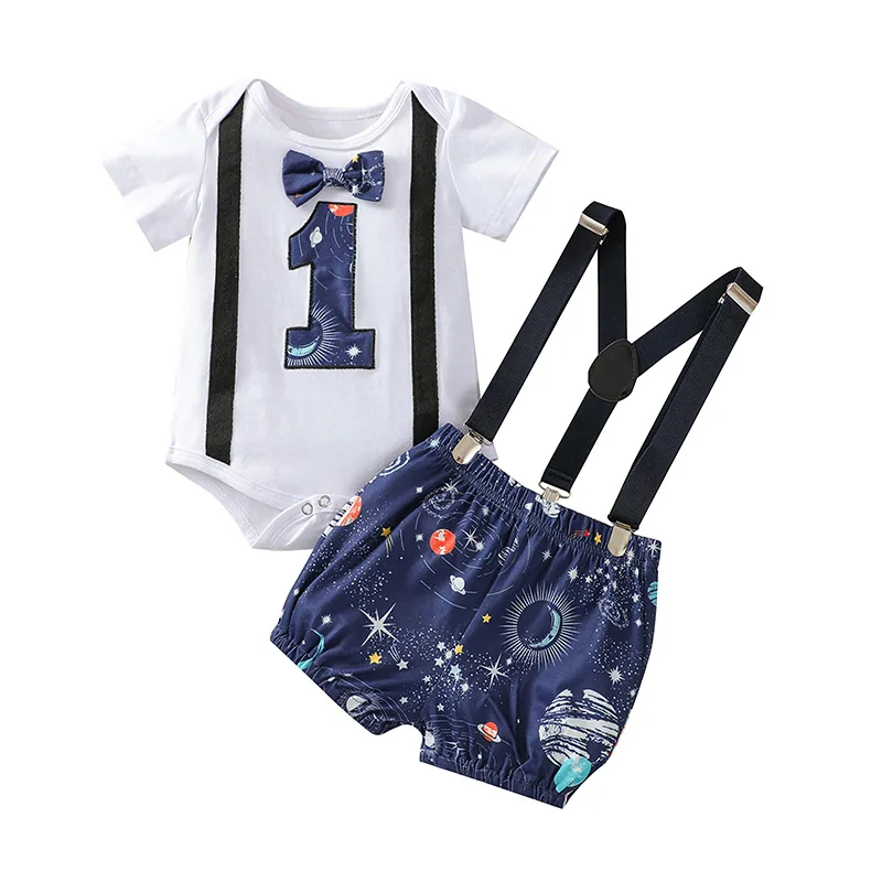 Baby Cake Mash Outfit Boys and Girls Clothes My First Birthday Set Planet Series Romper with Suspender Pants
Baby Cake Mash Outfit Boys and Girls Clothes My First Birthday Set Planet Series Romper with Suspender Pants