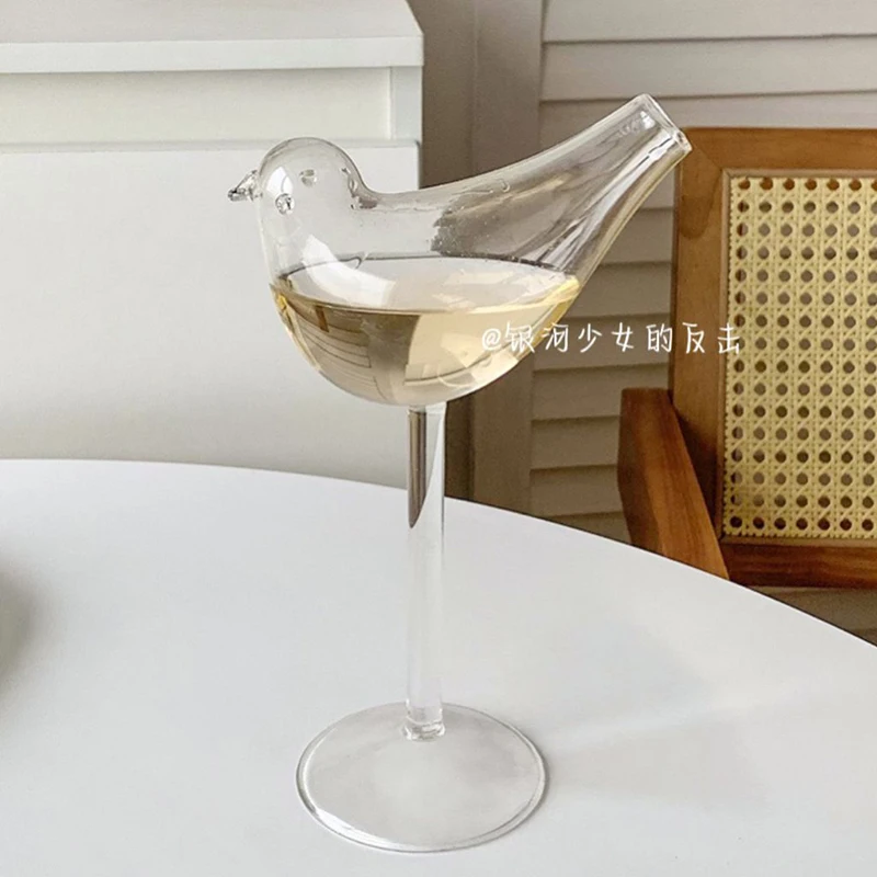 

100ml Bird Shape Cocktail Tall Champagne Glass Transparent Glasses Drinking Drinkware Wine Goblet Juice Cup Glassware Creative