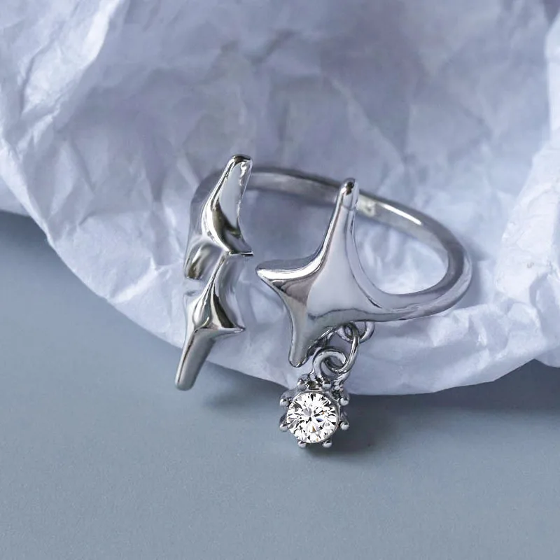 Newest Four-pointed Star Rings For Women Trendy Ins French Statement Silver Color Finger-ring AAA Cubic Zirconia Pendant Jewelry
Newest Four-pointed Star Rings For Women Trendy Ins French Statement Silver Color Finger-ring AAA Cubic Zirconia Pendant Jewelry