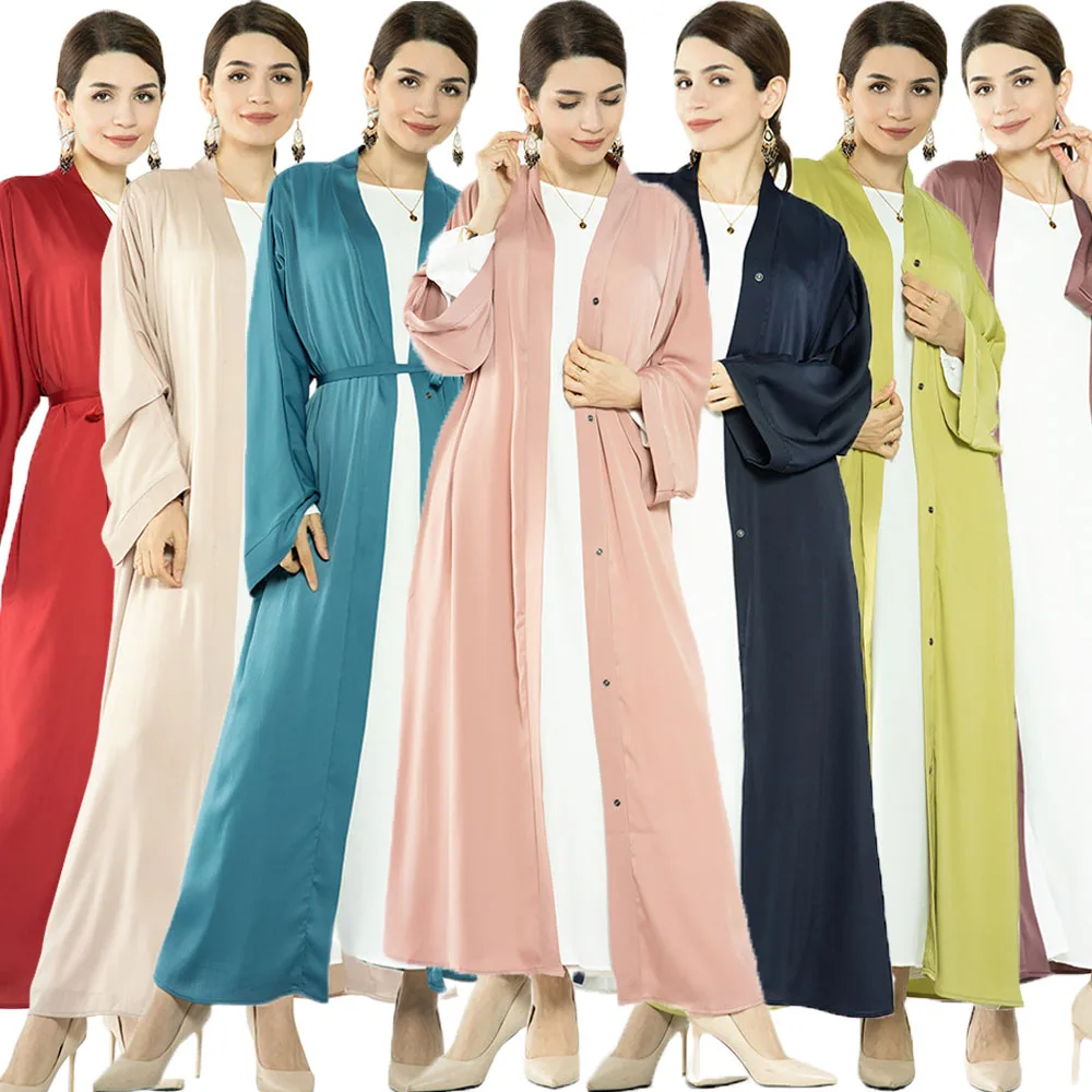 

Modest Casual Abaya Open Muslim Women Cardigan Maxi Dress Turkey Dubai Kaftan Robe Kimono Islam Eid Femme Jalabiya Morocco Gowns