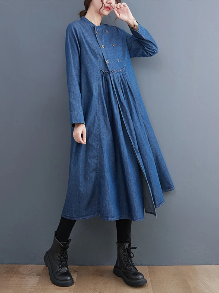 Blue Denim Long Dress for Women 2023 New Autumn Korean Fashion Loose Elegant Oversize Woman Clothes Robe Jean Vintage Dress
Blue Denim Long Dress for Women 2023 New Autumn Korean Fashion Loose Elegant Oversize Woman Clothes Robe Jean Vintage Dress