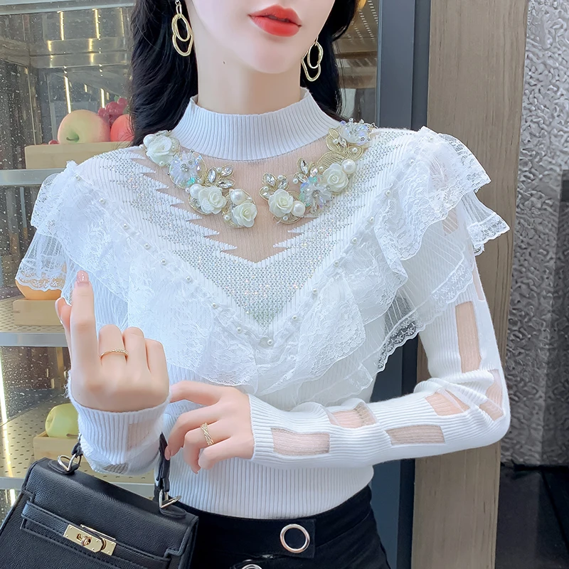 Knitwear Women's Autumn Winter Korean Style Sweet Heavy Color Pearl Slim Fit Pullover All Match Graceful Bottoming Sweater
Knitwear Women's Autumn Winter Korean Style Sweet Heavy Color Pearl Slim Fit Pullover All Match Graceful Bottoming Sweater