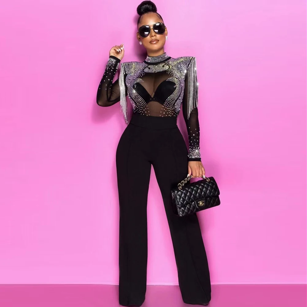 Women Summer Sexy Long Sleeve Tassel Crystal Diamonds Two Piece Pants Bandage Set 2022 Celebrity Designer Fashion Women's Set
Women Summer Sexy Long Sleeve Tassel Crystal Diamonds Two Piece Pants Bandage Set 2022 Celebrity Designer Fashion Women's Set