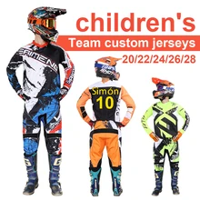 Motocross Jersey and Pants childrens clothing boy girl kid customized number name logo gear set Team suit fleet uniform 20/22