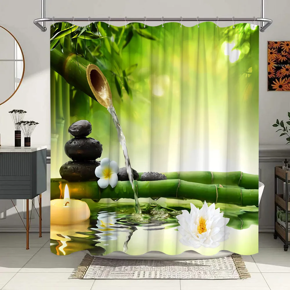 Zen Shower Curtains Buddhism Buddha Lotus Landscape Shower Curtains Zen Stone Green Bamboo Flowers Plants Scenery Bathroom Decor
Zen Shower Curtains Buddhism Buddha Lotus Landscape Shower Curtains Zen Stone Green Bamboo Flowers Plants Scenery Bathroom Decor