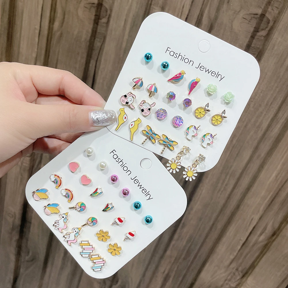 Mixed Small Stud Earrings Colorful Unicorn Mermaid Ear Studs Fashion Cute Kids Girl Earrings for Women Hypoallergenic Earrings
Mixed Small Stud Earrings Colorful Unicorn Mermaid Ear Studs Fashion Cute Kids Girl Earrings for Women Hypoallergenic Earrings