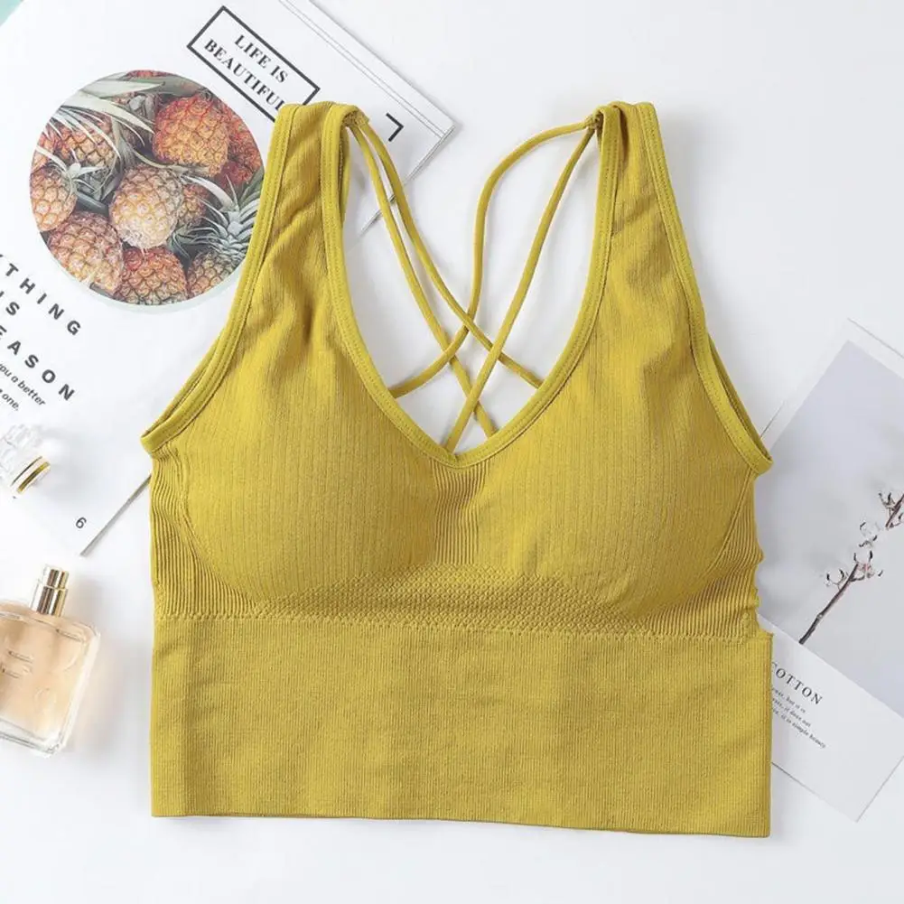 Women Vest Bra Cross Back V Neck Push Up Padded Bra No Steel Ring Detachable Chest Pads Underwear Solid Color Yoga Bra
Women Vest Bra Cross Back V Neck Push Up Padded Bra No Steel Ring Detachable Chest Pads Underwear Solid Color Yoga Bra