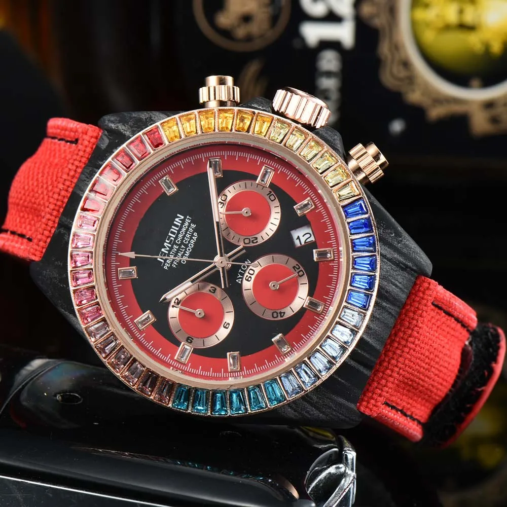 New Original Brand Mens Watches Fashion Multifunction Chronograph Quartz Watch Luxury Colorful Diamond Automatic Date AAA Clocks
New Original Brand Mens Watches Fashion Multifunction Chronograph Quartz Watch Luxury Colorful Diamond Automatic Date AAA Clocks