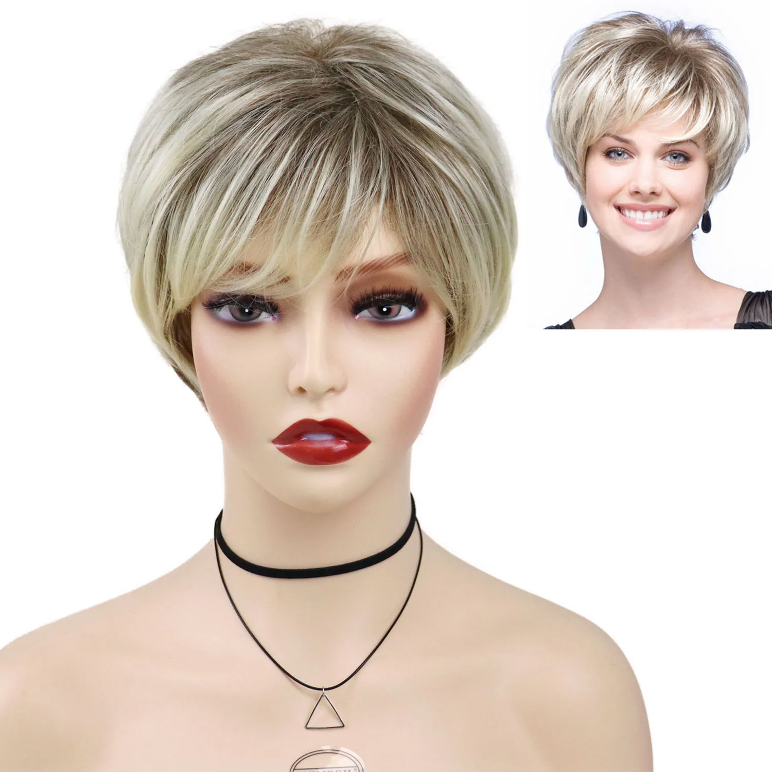 GNIMEGIL Short Synthetic Ladies Wig Ombre Blonde Wig with Bangs for White Women Pixie Cuts Natural Hairstyles Female Costume Wig
GNIMEGIL Short Synthetic Ladies Wig Ombre Blonde Wig with Bangs for White Women Pixie Cuts Natural Hairstyles Female Costume Wig