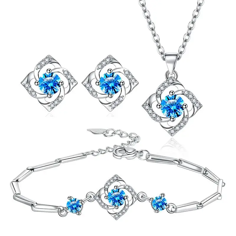 Fashionable Happiness Four-leaf Clover Necklace Pendant Set Female All-match Blue Diamond Earrings Romantic Leaf Clover Bracelet
Fashionable Happiness Four-leaf Clover Necklace Pendant Set Female All-match Blue Diamond Earrings Romantic Leaf Clover Bracelet