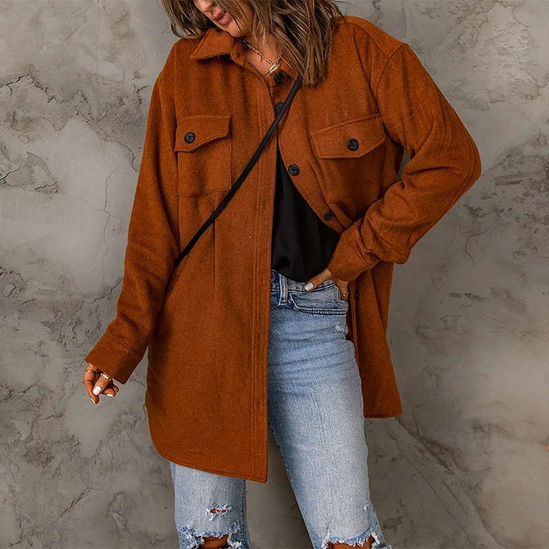 Corduroy jacket women's winter new solid color single-breasted casual lapel woolen coat women
Corduroy jacket women's winter new solid color single-breasted casual lapel woolen coat women