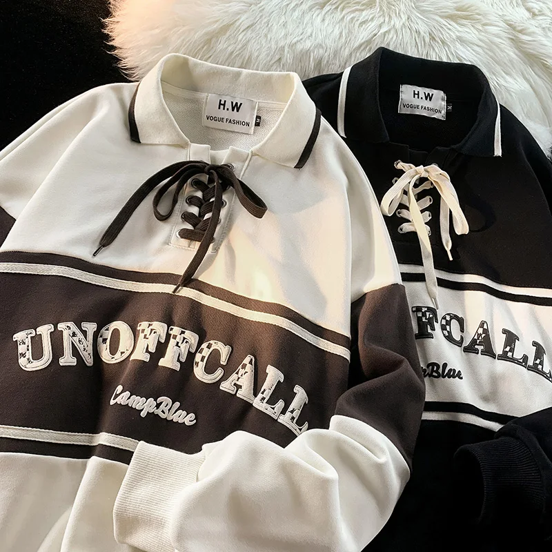 Women's Sweatshirt with Foam Print POLO Collar America Retro Students Baseball Uniform Hip Hop Y2k Hoodies High Street Pullover
Women's Sweatshirt with Foam Print POLO Collar America Retro Students Baseball Uniform Hip Hop Y2k Hoodies High Street Pullover