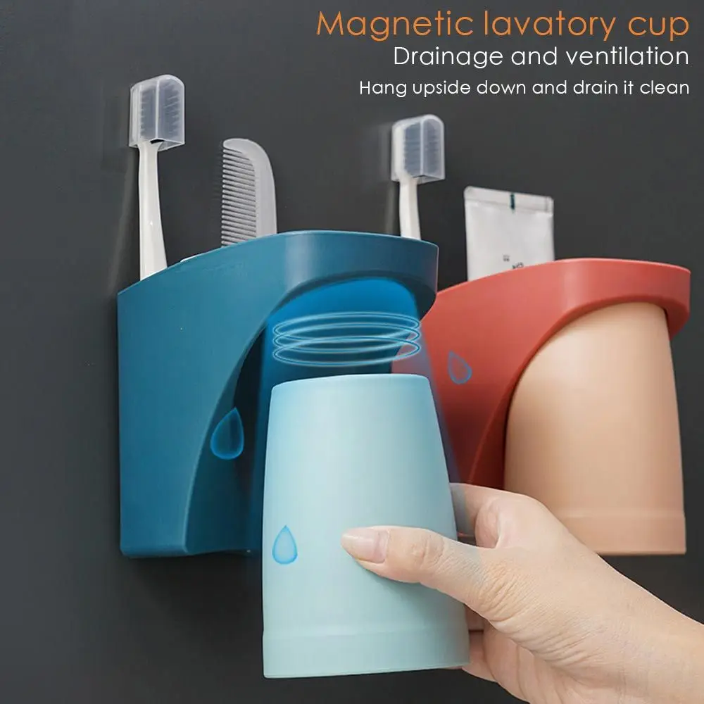 Wall Mount Magnetic Attraction Bathroom Gargle Toothbrush Cup Holder Anti-dust Draining Mug Self-adhesive Bathroom Cup Set
Wall Mount Magnetic Attraction Bathroom Gargle Toothbrush Cup Holder Anti-dust Draining Mug Self-adhesive Bathroom Cup Set