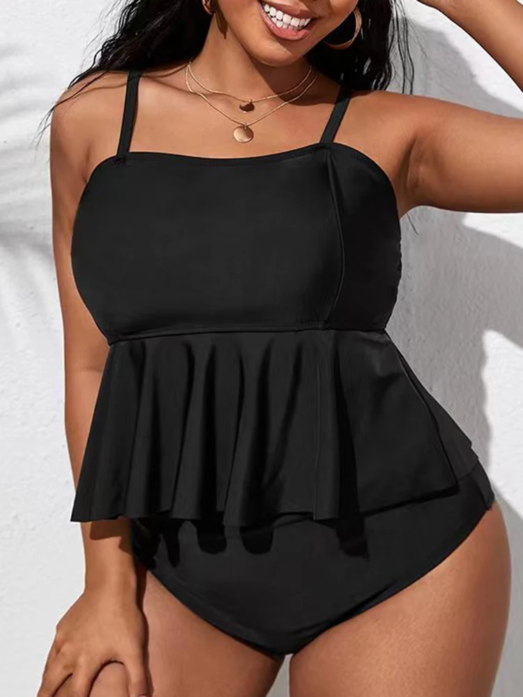Plus Size Black Ruffle Layer Tankini 4XL Women's Higih Waist Bikini Sets 2022 Large Size Tummy Control Swimwear Bathing Suit
Plus Size Black Ruffle Layer Tankini 4XL Women's Higih Waist Bikini Sets 2022 Large Size Tummy Control Swimwear Bathing Suit