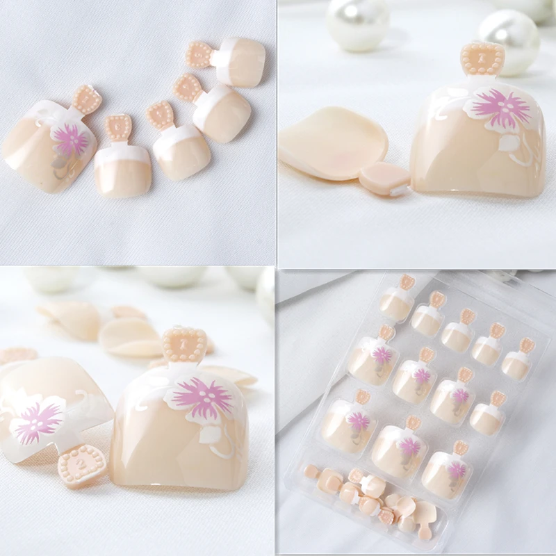 24pcs Press On False Toe Nail Tips Full Cover French Fake Nails Medium Pre-designed Summer Flower Toe Artificial Nail Art
24pcs Press On False Toe Nail Tips Full Cover French Fake Nails Medium Pre-designed Summer Flower Toe Artificial Nail Art