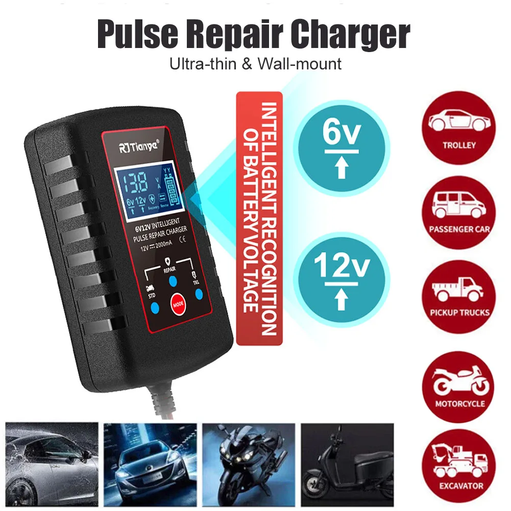 Car Battery Charger 6V/12V 20A Full Automatic Pulse Repair Charger Intelligent Charging With LCD Display For Lead Acid Battery
Car Battery Charger 6V/12V 20A Full Automatic Pulse Repair Charger Intelligent Charging With LCD Display For Lead Acid Battery