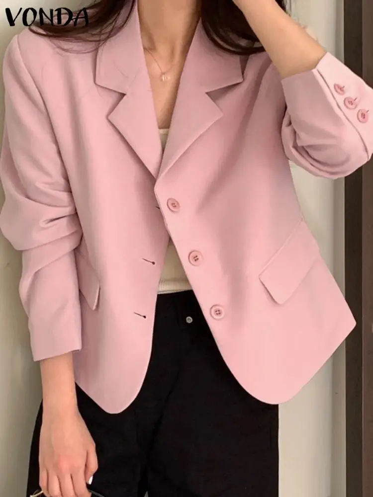 VONDA Elegant Office Blazer Women Fashion Autumn Long Sleeve Buttons Casual Coats 2023 Loose Solid Color Streetwear Blazer Femme
VONDA Elegant Office Blazer Women Fashion Autumn Long Sleeve Buttons Casual Coats 2023 Loose Solid Color Streetwear Blazer Femme