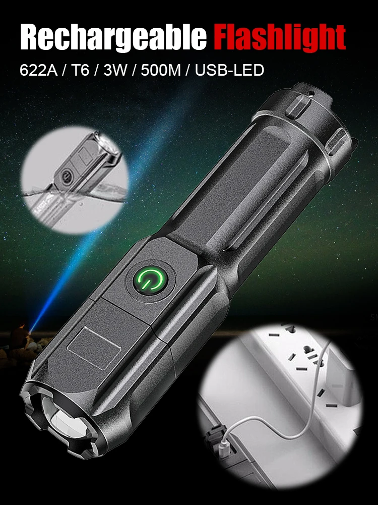 LED Flashlight Strong Light Rechargeable Home Outdoor Portable Led Luminous Flashlight 3 Modes Waterproof for Outdoor Camping
LED Flashlight Strong Light Rechargeable Home Outdoor Portable Led Luminous Flashlight 3 Modes Waterproof for Outdoor Camping