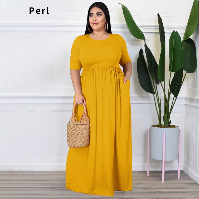 Perl Round Neck A-line High Waist Maxi Dress Plus Size Summer Outfit for Women Casual Solid Long Skirt Fashion Street Wear 5xl
Perl Round Neck A-line High Waist Maxi Dress Plus Size Summer Outfit for Women Casual Solid Long Skirt Fashion Street Wear 5xl
